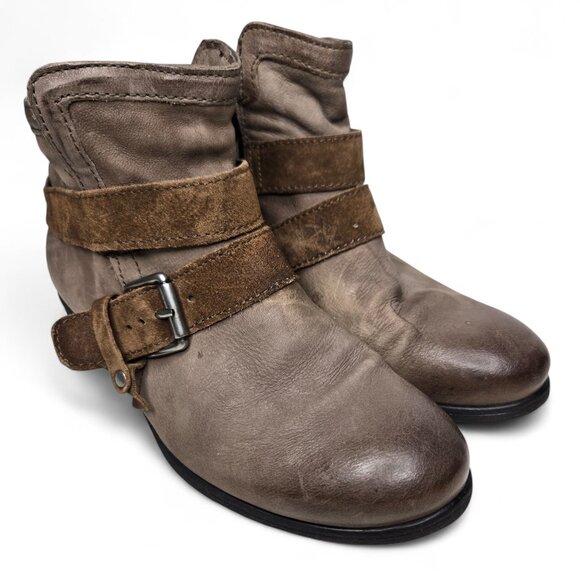 Miz Mooz Spencer Booties Women's Distressed Style Leather Buckle Side 7.5 to 8 - Picture 1 of 10